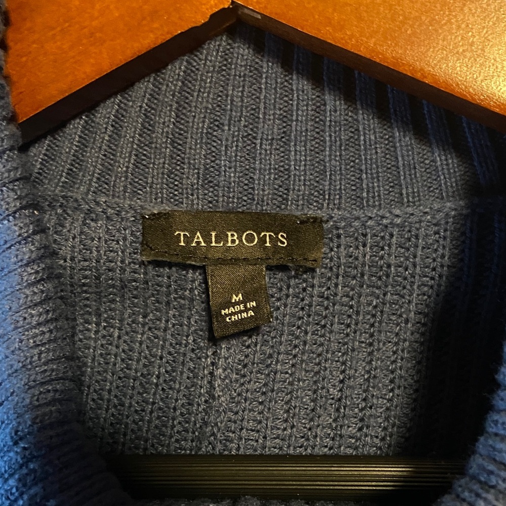 Talbots Teal Ocean Fringed Poncho - Picture 3 of 9